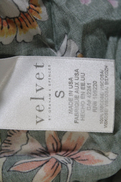 Velvet Womens Floral Print Unlined Zip Closure Midi Skirt Green Size S