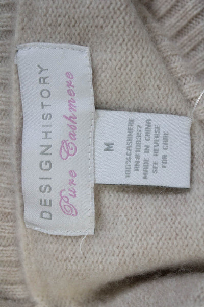 Design History Womens Cashmere Short Sleeve Turtleneck Sweater Top Beige Size M