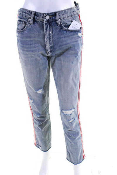 Blank NYC Women's The Rivington Distressed Straight Leg Jeans Blue Size 27