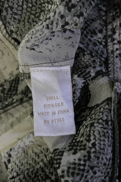 Gold Hawk Women's Animal Print Silk Pants Gray Ivory Size S