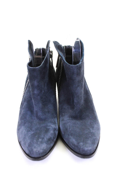 Belle Sigerson Morrison Women's Suede Pointed Toe Zip Ankle Boots Blue Size 8