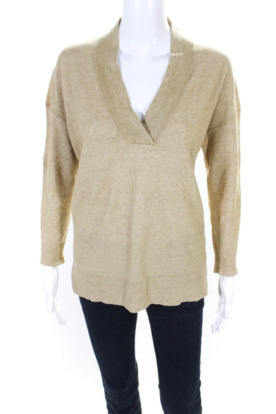 Polo Ralph Lauren Womens V Neck Long Sleeved Pullover Sweater Brown Size XS