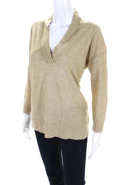 Polo Ralph Lauren Womens V Neck Long Sleeved Pullover Sweater Brown Size XS