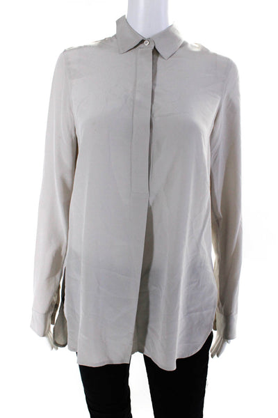 Vince Women's Silk Long Sleeve Collared Button Up Blouse Gray Size 6