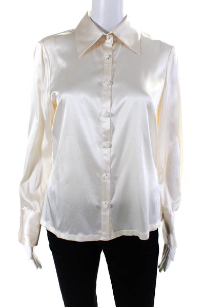 Charlotte Brody Women's Long Sleeve Button Down Blouse Champagne Size 10