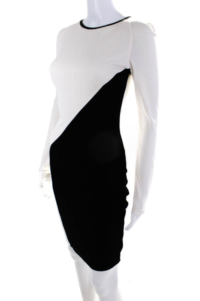 Gomez Gracia Womens Colorblock Long Sleeve Midi Sheath Dress Black Size 12