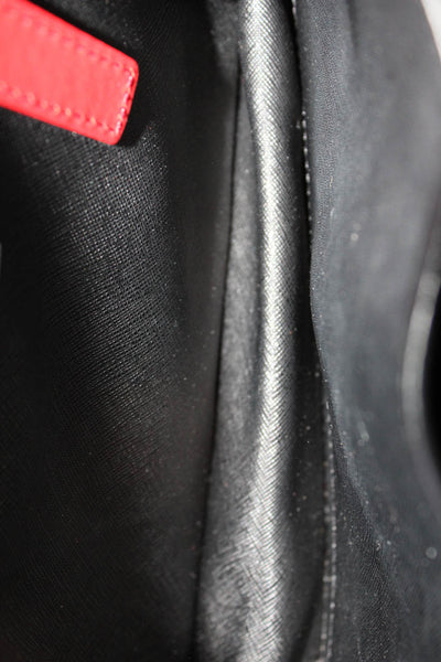 Michael Kors Womens Leather Silver Tone Crossbody Shoulder Handbag Red Black