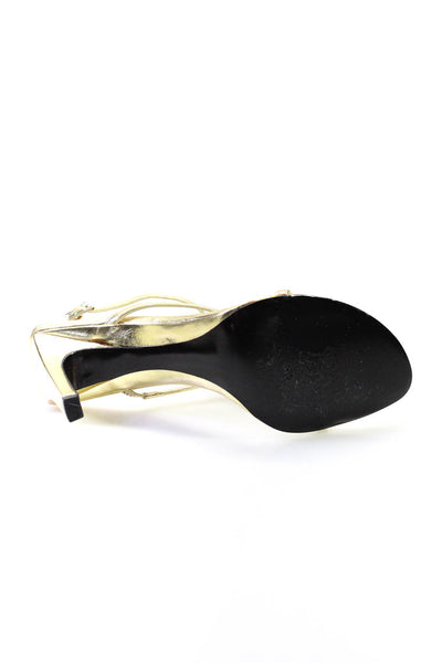 Vera Wang Womens Metallic Jeweled Strappy Open Toe Stiletto Heels Gold Size 7