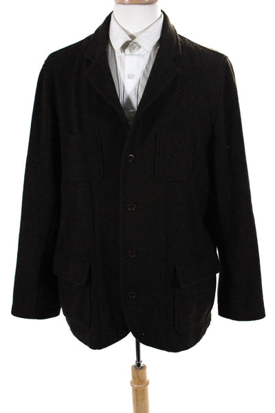 Freemans Sporting Club Mens Unlined Button Up Blazer Jacket Dark Brown Wool XL