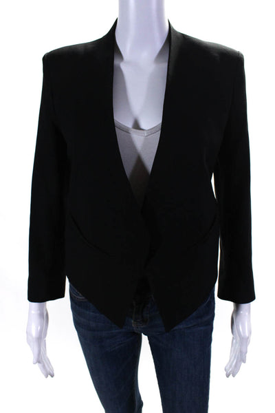 Helmut Lang Womens One Button Asymmetrical Crop Long Sleeved Blazer Black Size 0