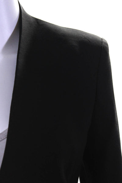 Helmut Lang Womens One Button Asymmetrical Crop Long Sleeved Blazer Black Size 0