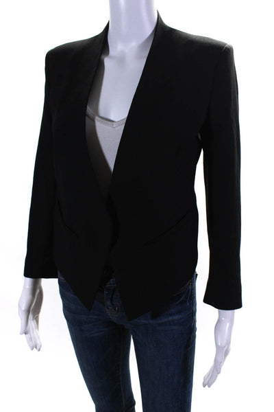 Helmut Lang Womens One Button Asymmetrical Crop Long Sleeved Blazer Black Size 0