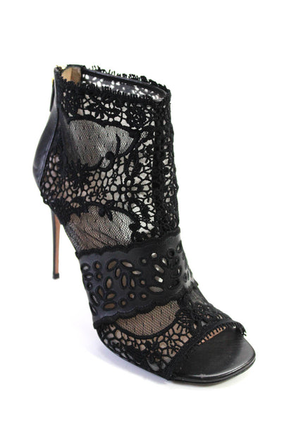 Valentino Garavani Women's Lace High Heel Sandals Black Size 37.5