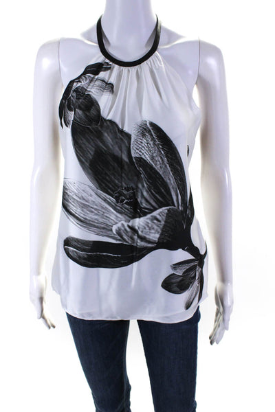 Cut25 by Yigal Azrouel Womens Floral Print Sleeveless Tank Blouse White Size 4