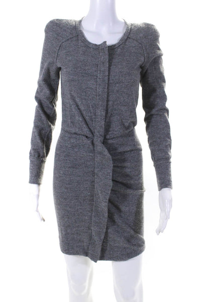 Isabel Marant Womens Alpaca Long Sleeves Ruched Sweater Dress Gray Size 1