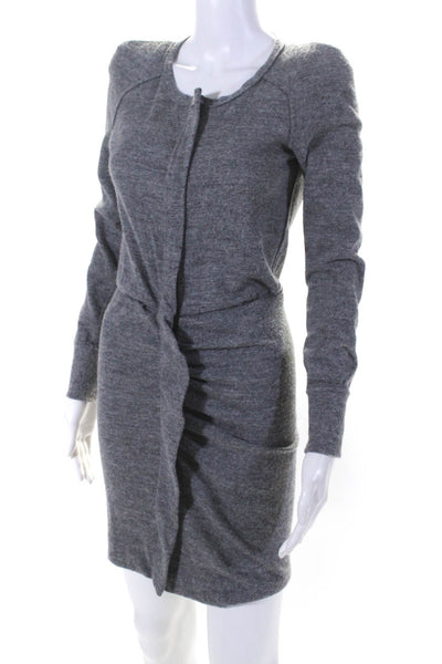 Isabel Marant Womens Alpaca Long Sleeves Ruched Sweater Dress Gray Size 1