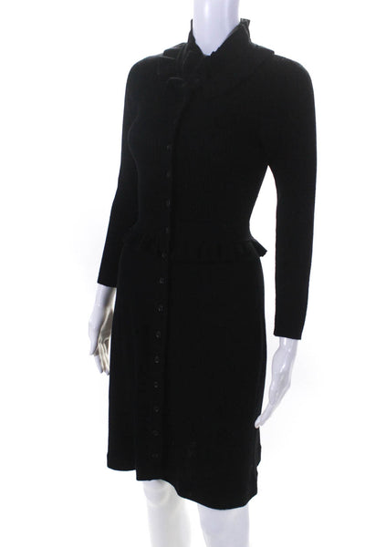 Twelfth Street by Cynthia Vincent Womens Ruffled Sweater Dress Black Size XS