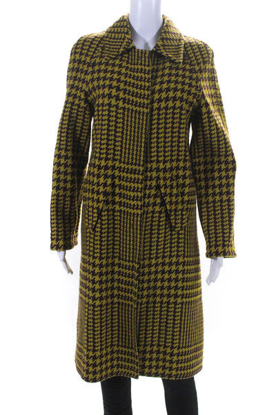 Philosophy di Alberta Ferretti Womens Wool Knit Trench Coat Yellow Purple Size 8