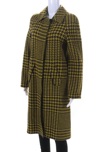 Philosophy di Alberta Ferretti Womens Wool Knit Trench Coat Yellow Purple Size 8