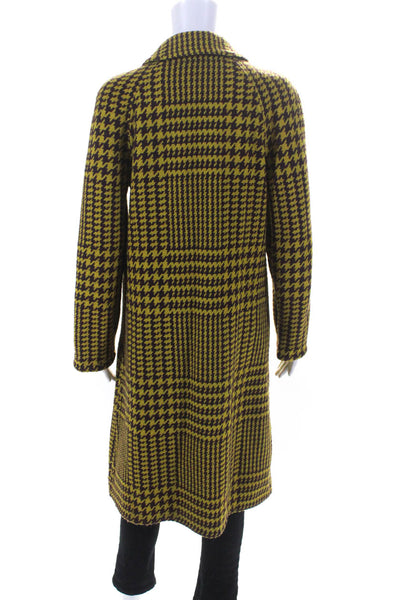 Philosophy di Alberta Ferretti Womens Wool Knit Trench Coat Yellow Purple Size 8