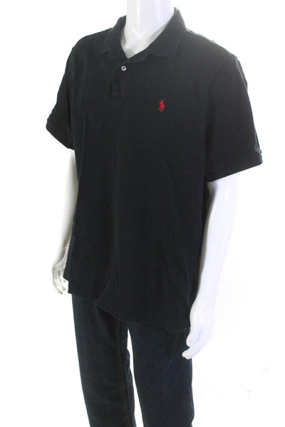 Polo Ralph Lauren Mens Short Sleeve Collared Polo Shirt Black Red Cotton Size XL