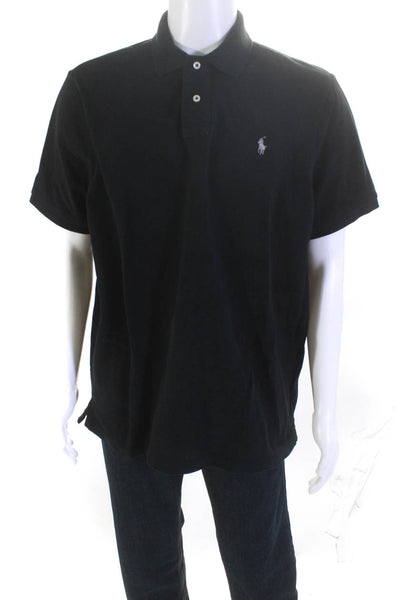 Polo Ralph Lauren Mens Short Sleeve Collared Polo Shirt Black Cotton Size XL