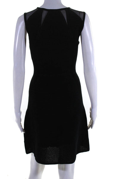 Yigal Azrouel Womens Cotton Mesh Panel V-Neck Sleeveless Dress Black Size XS