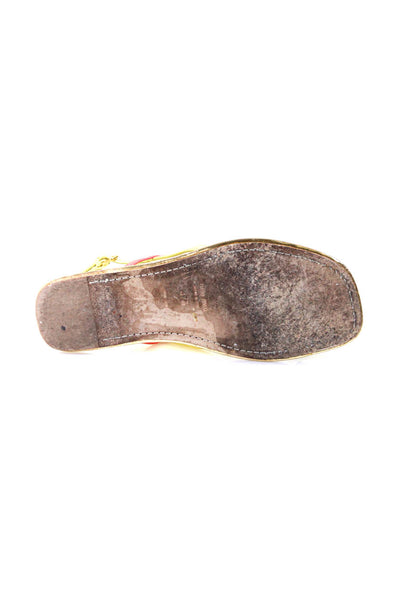 Miu Miu Women's Leather Open Toe Strappy Rhinestone Sandals Gold Size 7.5