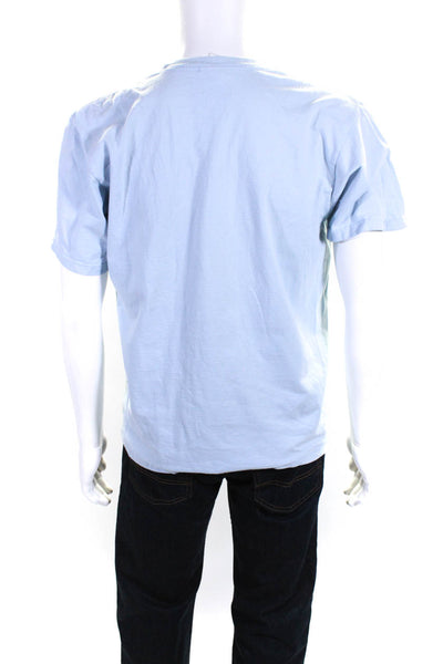 Supreme Mens Cotton Knit Graphic Print Short Sleeve Crewneck Shirt Blue Size M