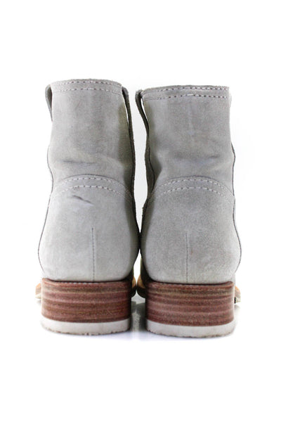 Lauren Decade Womens Suede Pull On Stacked Heel Ankle Boots Gray Size 38 8