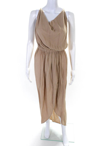 Indah Womens Cowl Neck Strappy Tied Open Back Slit Maxi Dress Brown Size XS