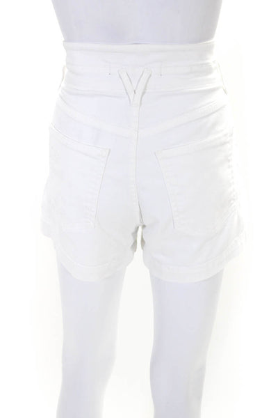 Veronica Beard Jeans Womens Pleated Front Paperbag Denim Shorts White Size 24