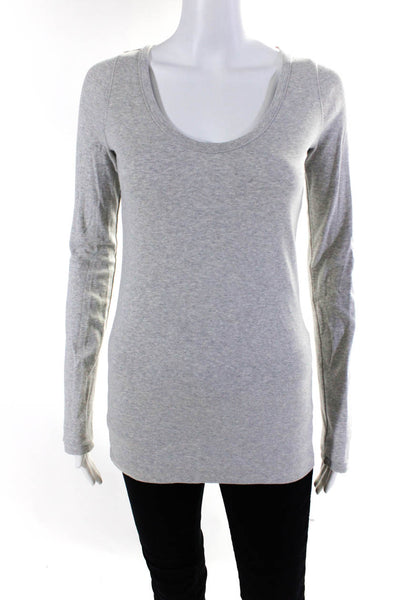 Burberry Womens Long Sleeve Scoop Neck Top Tee Shirt Heather Gray Size Small