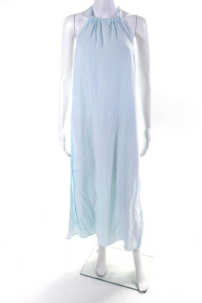 Bella Dahl Womens Woven Tie Back Halter A-Line Maxi Dress Light Blue Size S