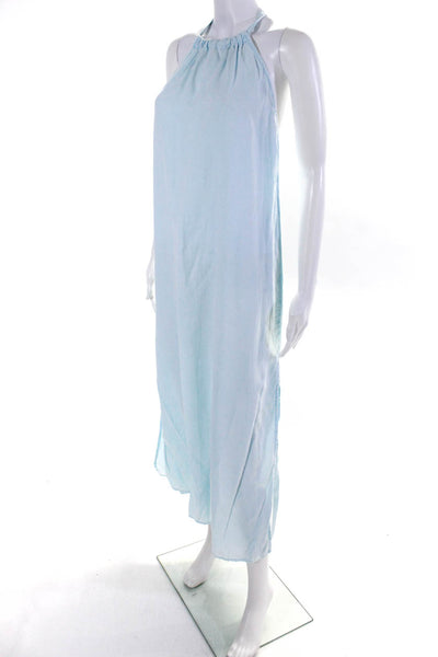 Bella Dahl Womens Woven Tie Back Halter A-Line Maxi Dress Light Blue Size S