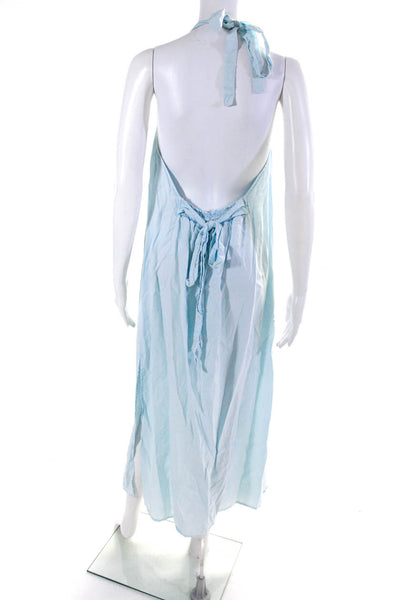 Bella Dahl Womens Woven Tie Back Halter A-Line Maxi Dress Light Blue Size S