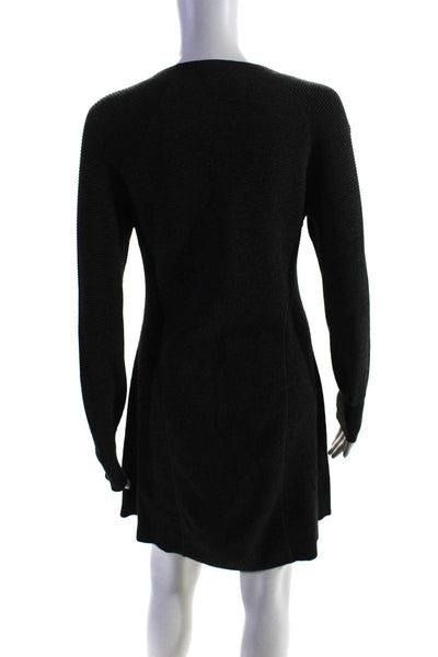 Club Monaco Womens Ribbed Knit Crew Neck Long Sleeve Sweater Dress Gray Size M