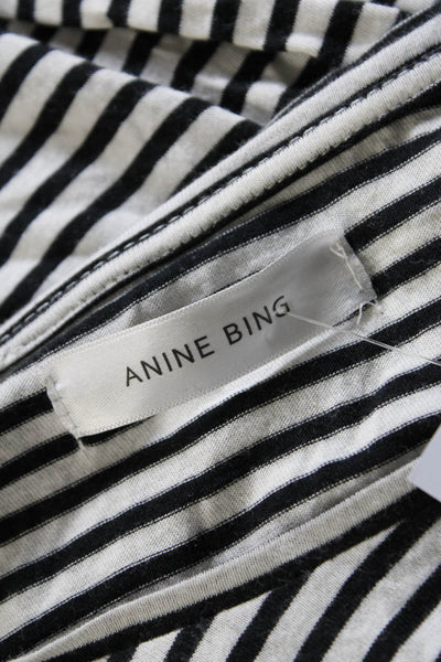 Anine Bing Womens Long Sleeve Striped Top Tee Shirt Black White Size Extra Small