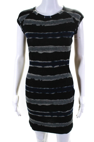 Cut25 Womens Striped Short Sleeve Round Neck Midi Pullover Dress Blue Size XS
