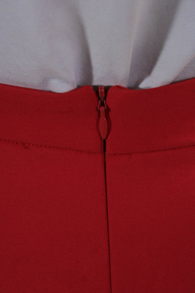 Ronny Kobo Womens Asymmetrical Ruffled Textured Zipped Midi Skirt Red Size M