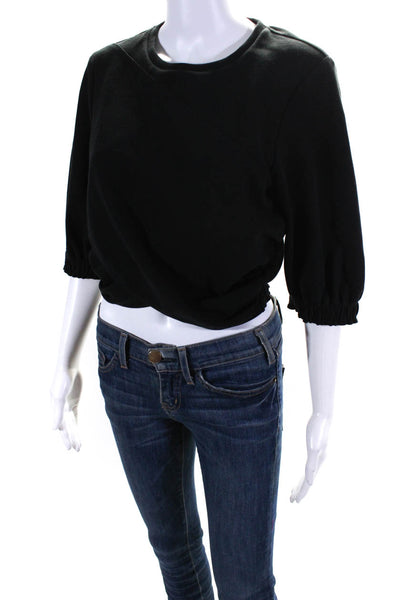 3.1 Phillip Lim Women's Puff Sleeve Curved Hem Blouse Black Size L