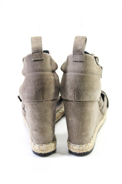 Balenciaga Womens Suede Strappy Buckle Up Wedges Sandals Gray Size 37 7