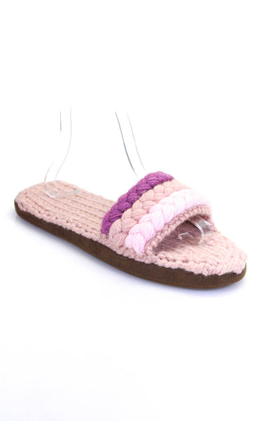 Ariana Bohling Womens Crochet Colorblock Open Toe Slide Slippers Pink Size 10-11