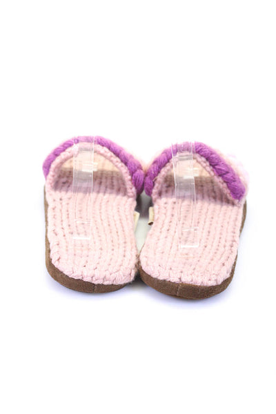 Ariana Bohling Womens Crochet Colorblock Open Toe Slide Slippers Pink Size 10-11