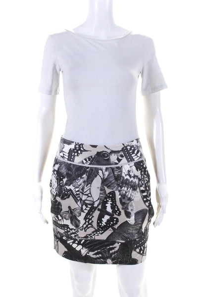 Ted Baker London Womens Butterfly Print Mini Skirt Gray Beige Size 1