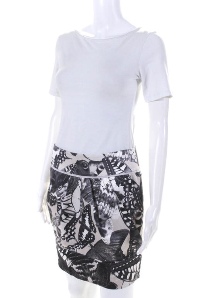 Ted Baker London Womens Butterfly Print Mini Skirt Gray Beige Size 1