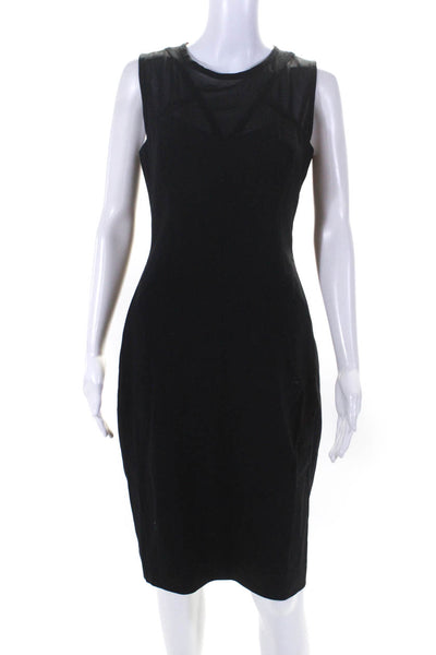 Rachel Roy Womens Mesh Contrast Sleeveless Body Con Midi Dress Black Size 4