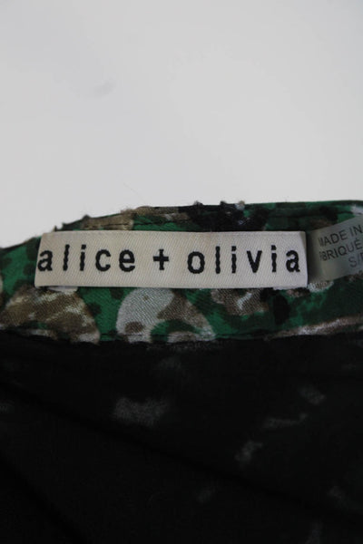 Alice + Olivia  Womens Silk Snakeskin Print Blouse Green Black Size Small