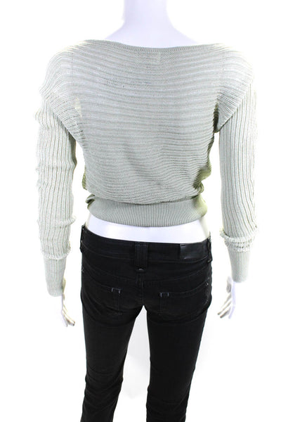 Song Of Style Womens Boat Neck Ribbed Knit Sweater Light Green Size Extra Small