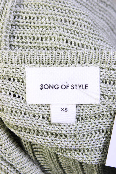 Song Of Style Womens Boat Neck Ribbed Knit Sweater Light Green Size Extra Small